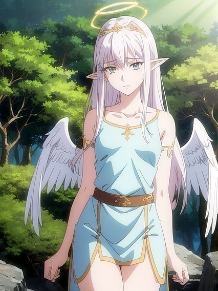 Pale-Skinned Beauty in Tunic Seduces on Wallpaper in Erotic Hentai AI Image