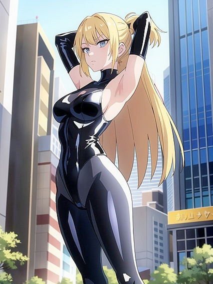 Rounded Breasts and Leggings in a Seductive Latex Suit Hentai Fantasy