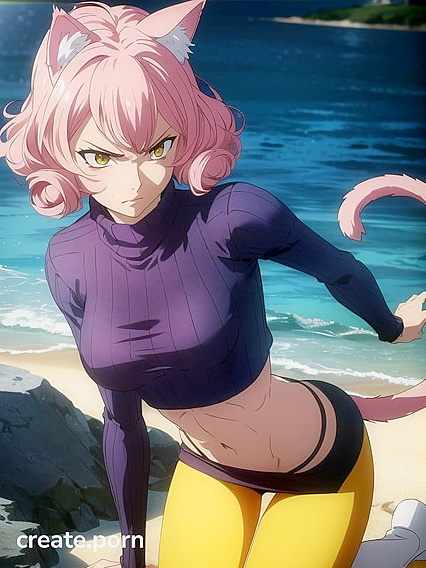Curvy Pink-Haired Beauty in Seductive Hentai AI Image