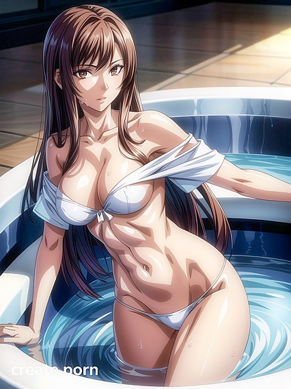 Brunette with Massive Ass Goes Topless in Seductive Hentai AI Image