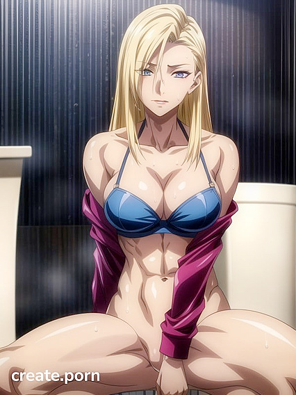 Fit Girl 18+ Gets naughty in the Bathroom with Seductive Wallpaper Hentai AI Image