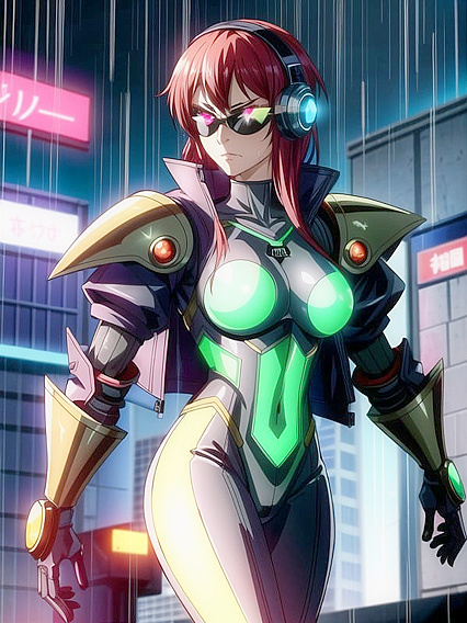 Angry Armor Clad Warrior Takes Control in Futuristic Cyberpunk City Hentai