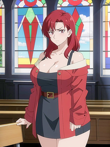 Red-Haired Beauty in Jacket Takes Center Stage in Seductive Hentai AI Image