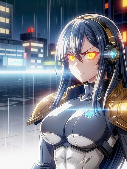 Medium-Assed Girl 18+ in Armor Gloves Exploring the Neon Streets of Cyberpunk City Hentai
