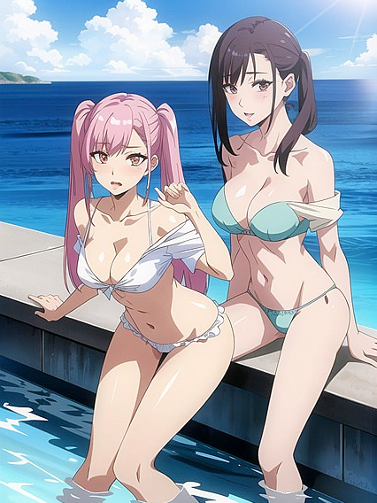 Wet Clothes and Thong Action in Crowd-Filled Hentai Erotica