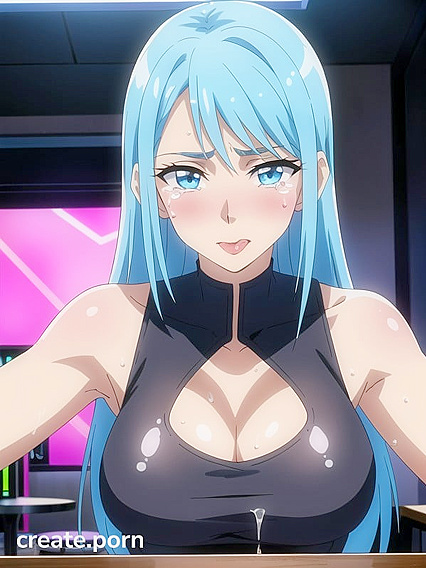 Rounded Breasts Explode with Ecstasy in Light Blue Hentai Cumshots