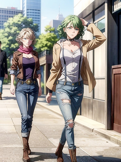 Arms Up in a Green Jacket for Seductive Hentai Pleasure