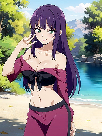 Two Models Entangled in Purple Passion for Steamy Hentai Pleasure