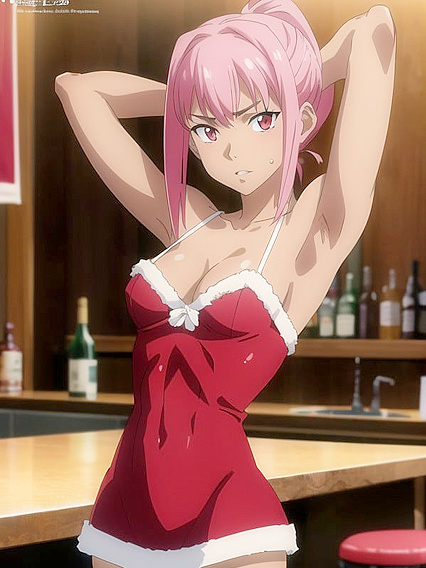 Rounded Ass and Small Breasts -Hentai AI Erotica with Arms Raised High