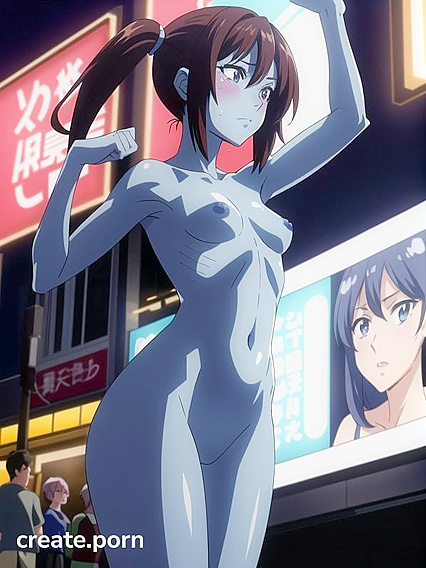 Blue-Skinned Brunette Yoga Flexing in Seductive Hentai AI Image