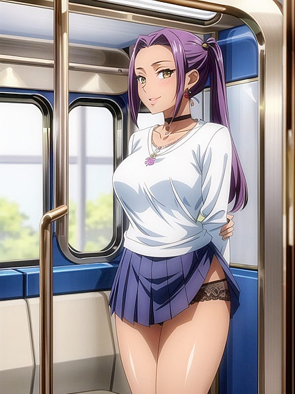 Exploring Her Skirt and Lacy Underpants in Sensual Hentai Solo Action