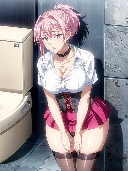Light Brown Beauty in Corset and Necklace Enjoying Steamy Hentai Pleasure
