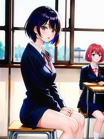 Multi-Colored Characters Get Wild in Classroom Manga Hentai AI Image