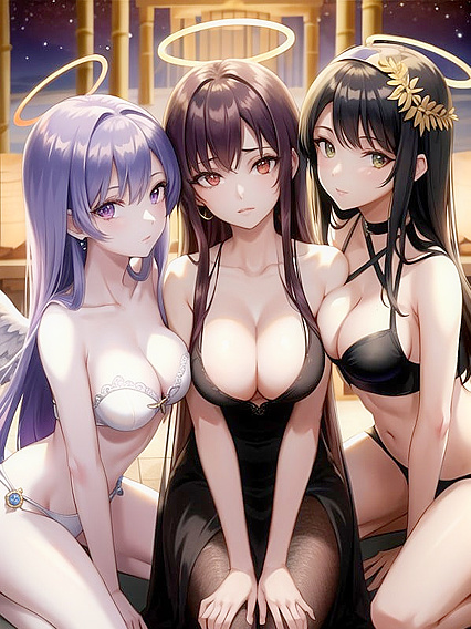 Skinny Brunette Wrapped in Seductive Wallpaper for Steamy Hentai AI Image