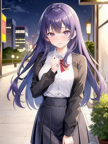 in Nighttime Cityscape Seduces with Steamy Hentai AI Image
