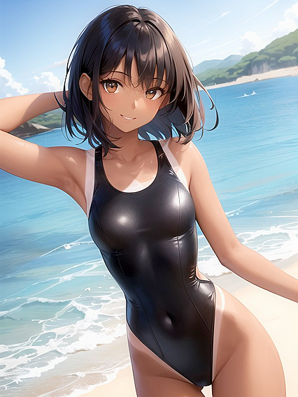 Skinny 18-Year-Old in Swimsuit for Steamy Hentai AI Image
