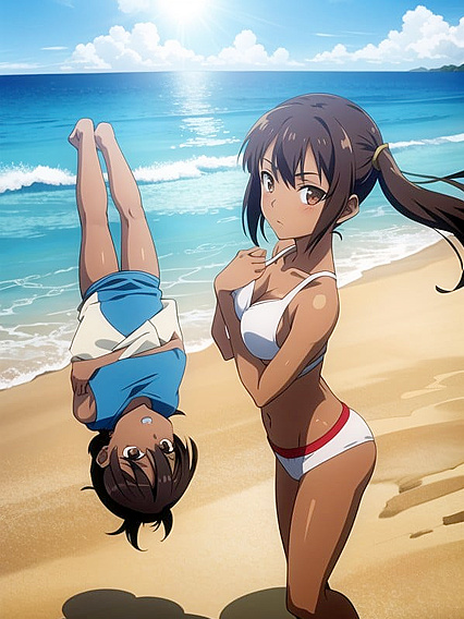 Tan Lines Glow on Pastel Beach in Seductive Hentai Adventures