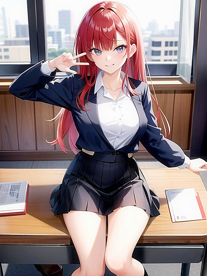 Seductive Model Takes Over the Classroom in Steaming Hentai AI Image