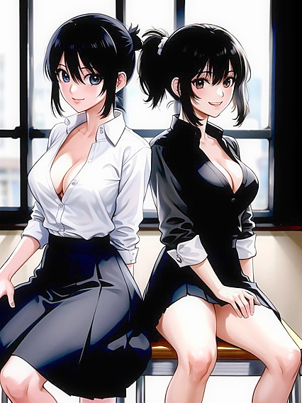 Black-Haired Beauty in School Uniform Takes On Steamy Anime Adventures