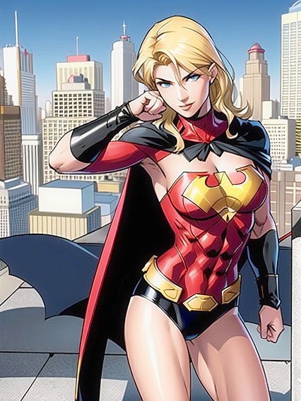 Heroine in Cape and Armor Teased in ExcitingComic Hentai AI Image