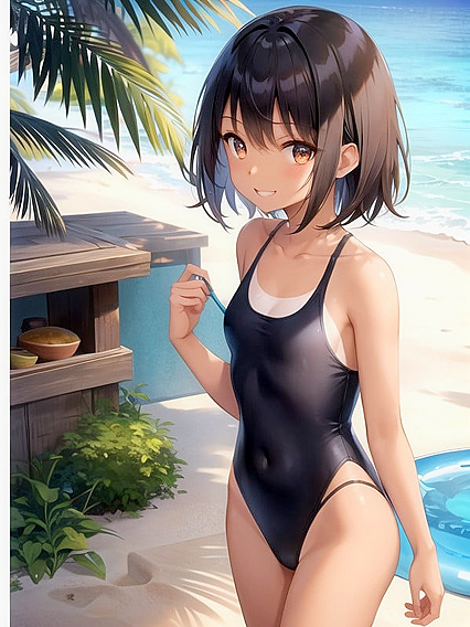 Happy Bust Shots - Exploring Cute Small Breasts in Seductive Hentai AI Image