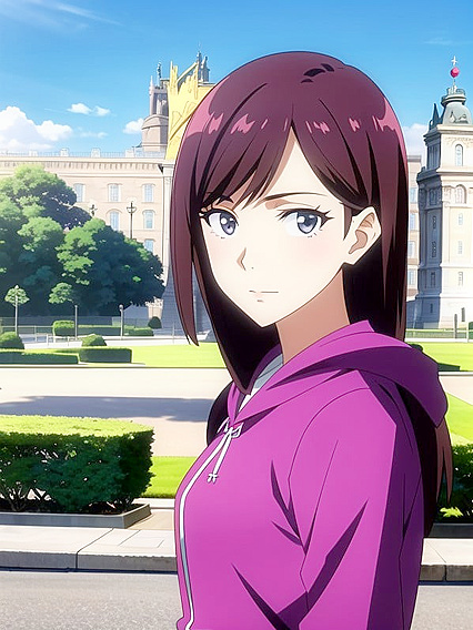 Hoodie and Jacket Clad Beauty Seduces in Palace-Themed Hentai AI Image
