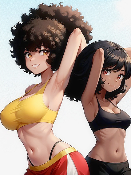 Afro Beauty with Happy Vibes Raises Her Arms for Sensual Hentai Pleasure