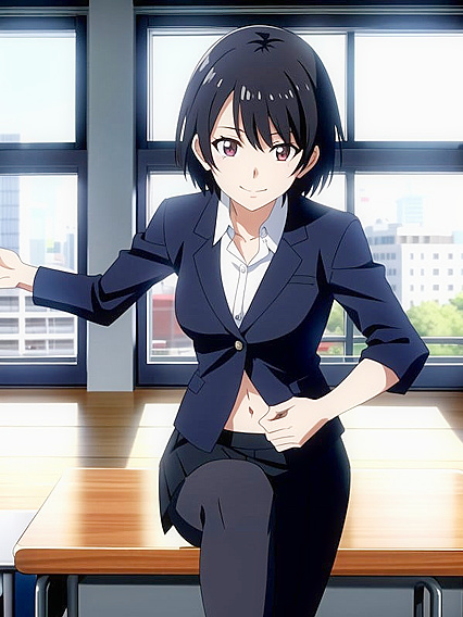 Fit Black-Haired in Hentai Hentai AI Image Action