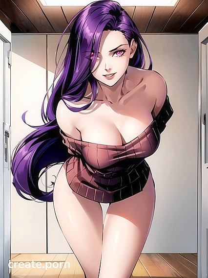 Off-Shoulder Style Teen 18+ Afro Beauty in seductive Hentai AI Image
