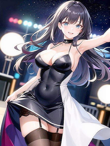 Stockinged Beauty Takes Center Stage in Club-Themed Hentai AI Image