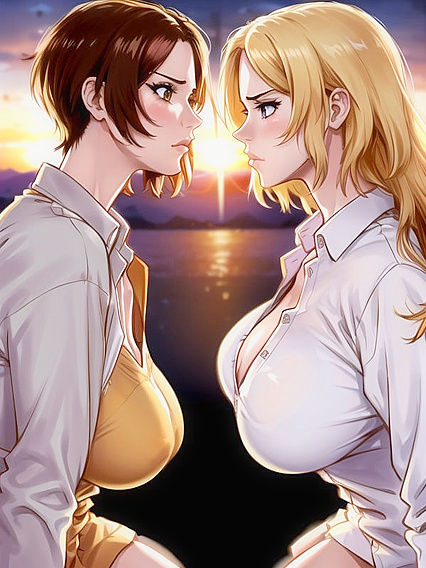 Pastel-Colored Sadness - Decollete in Mesmerizing Hentai AI Image