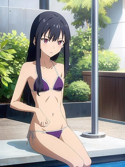 Teen 18+ in Bikini Gets Sexy While Sitting Down in Steaming Hentai AI Image