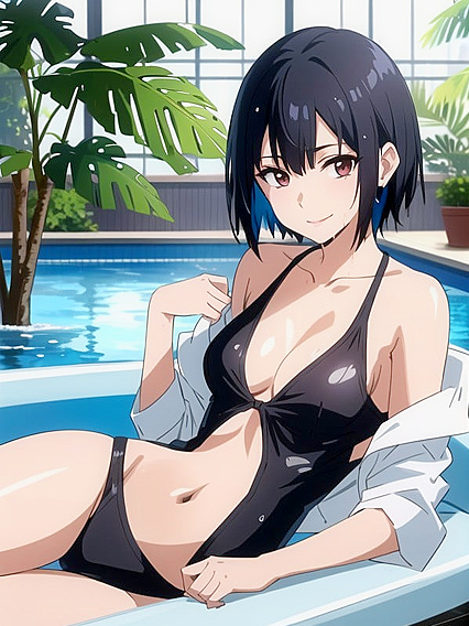 Skinny Girl 18+ Gets Wild in Unbuttoned Clothing for Hot Hentai AI Image