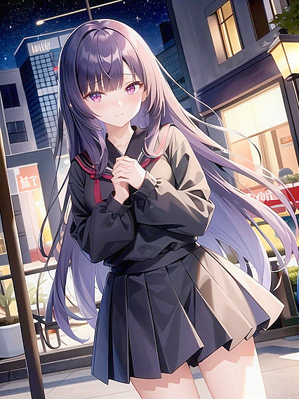 Purple-Haired Girl 18+ Embarrassed in the City - A hentai AI Adventure