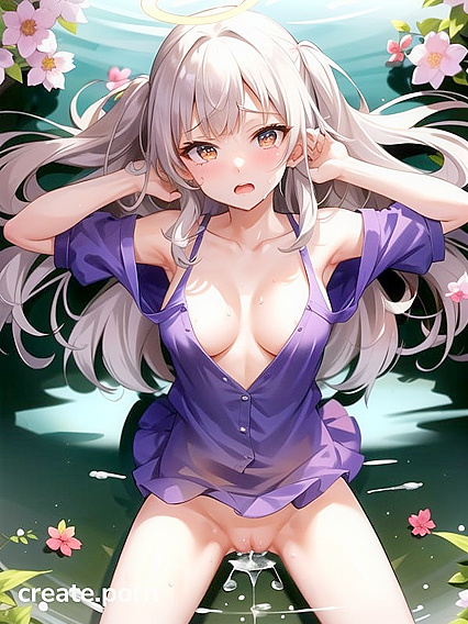 Skinny Girl 18+ Reaches Blissful Climax in Desert Oasis Hentai AI Image