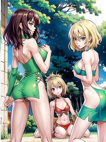 Explore a Steamy Harem Fantasy in Detailed Manga-inspired Hentai AI Image