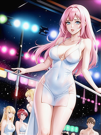 Manga Bride in Wedding Dress Shows Off Cleavage for Steamy Hentai AI Image