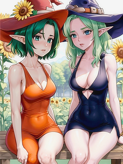 Embarrassed Green-Skinned Cutie in Short Length Hentai AI Image