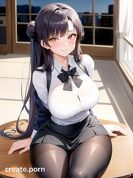 Pale-Skinned Teacher Seduces in a Sensual Sitting Position Hentai AI Image