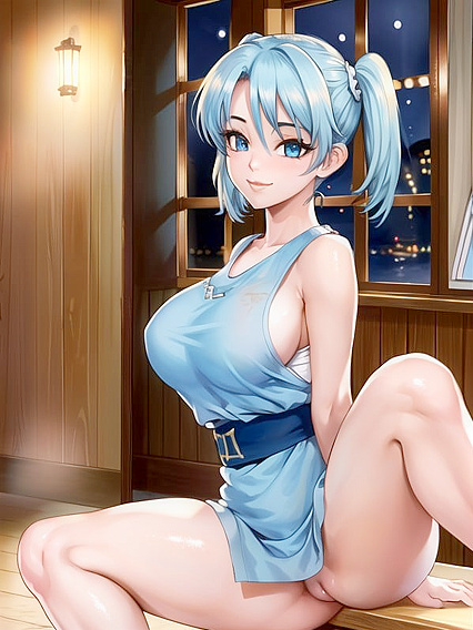 Blue-Skinned Manga Girl 18+ with Pigtails Exploring Intense Hentai Pleasure