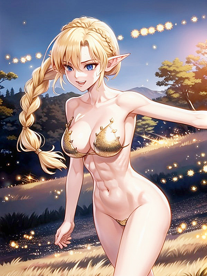 Blonde Beauty Meadow Strips Down for Steamy Hentai AI Image