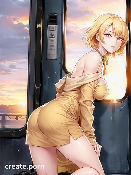 Blonde Beauty Wearing a Necklace Enjoying Intense Hentai Pleasure