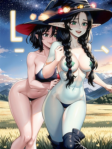 Naked Black-Haired Beauty Enjoys Passionate Meadow hentai Moments