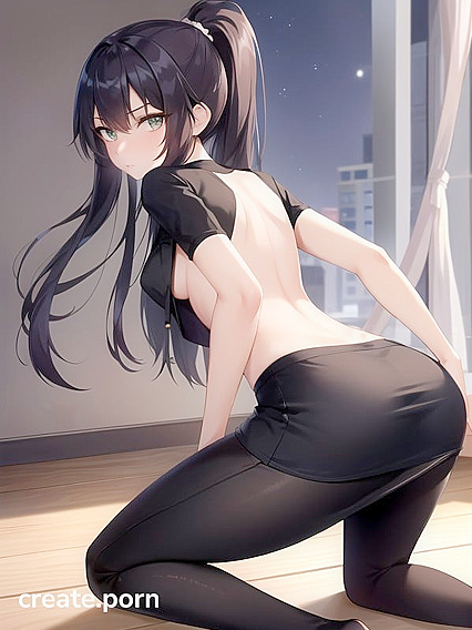 Skinny hentai Girl 18+ against wallpaper for steamy solo Image