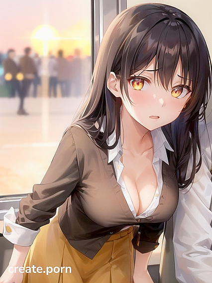 Bra and Blouse Clad Beauty Rides the Train in Steamy Hentai AI Image