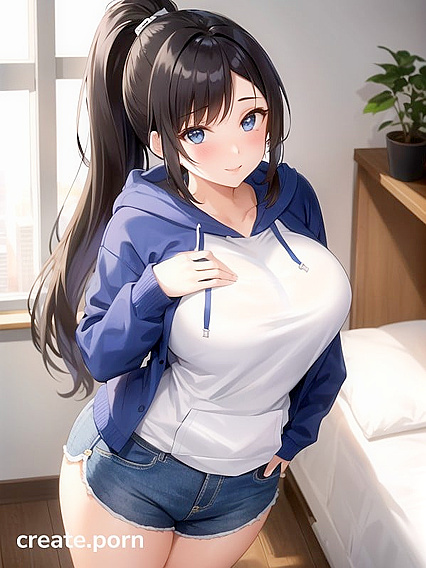 Cute Brunette in Hoodie Exploring Horny Hentai Adventures