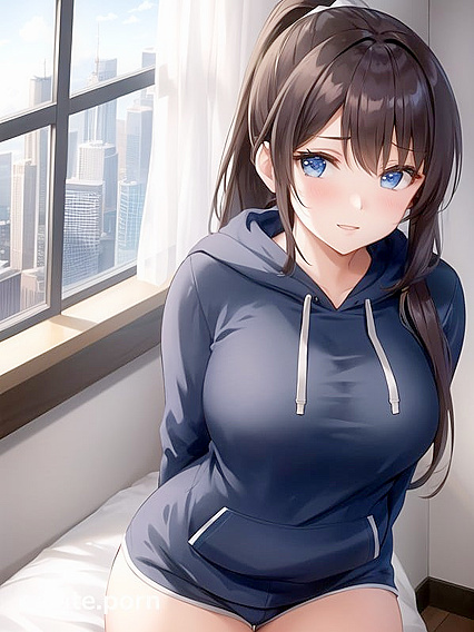 Teen 18+ with Large Ass in Cute Cotton Shorts Enjoys Horny Hentai AI Image