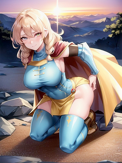 Blonde Muscles Flex in Hand-Drawn Hentai AI Image