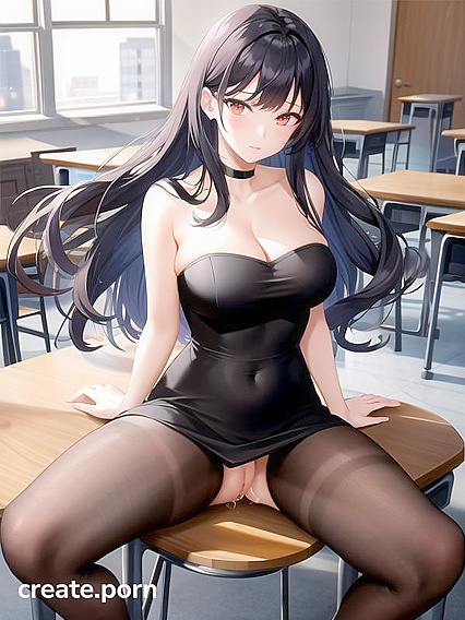 Black-Haired Beauty Reaches Ecstasy in Wallpaper-Themed Hentai Orgasm Session