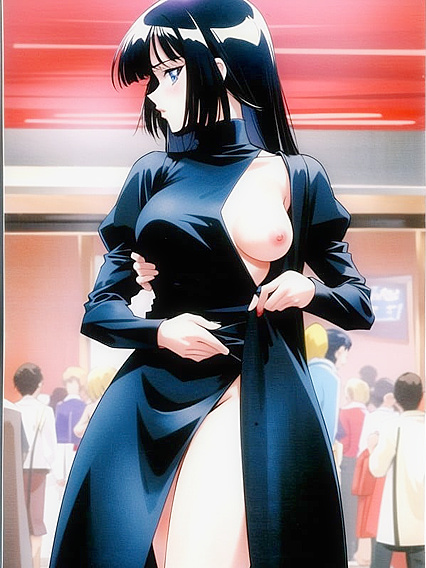 Skinny Blonde with Massive Breasts Seduces in Steamy Hentai AI Image
